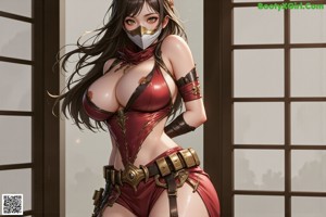 a sexy anime girl with big tits posing for the camera