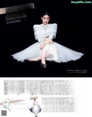 A magazine page with a picture of a woman with different hairstyles.